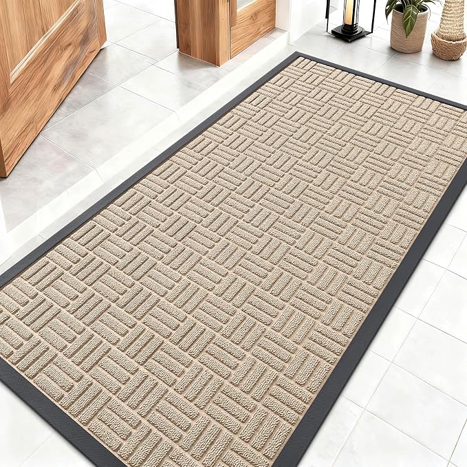 OLANLY Front Door Mat Outside Entrance 47x23, Heavy Duty Sturdy Natural Rubber by OLANLY