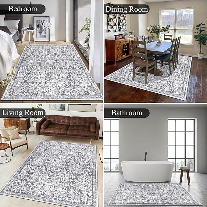 Vaukki Living Room Rug, Vintage Shaggy Soft Laundry Rug, Non Slip Kitchen Area - Image 4
