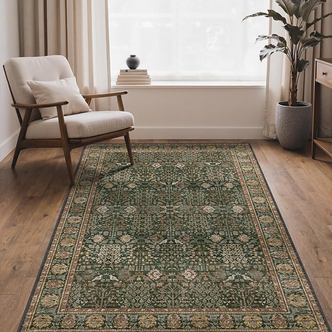 Bavni Washable Rugs 4x6-Machine Washable Rug Lightweight Low Pile, Vintage - Image 4
