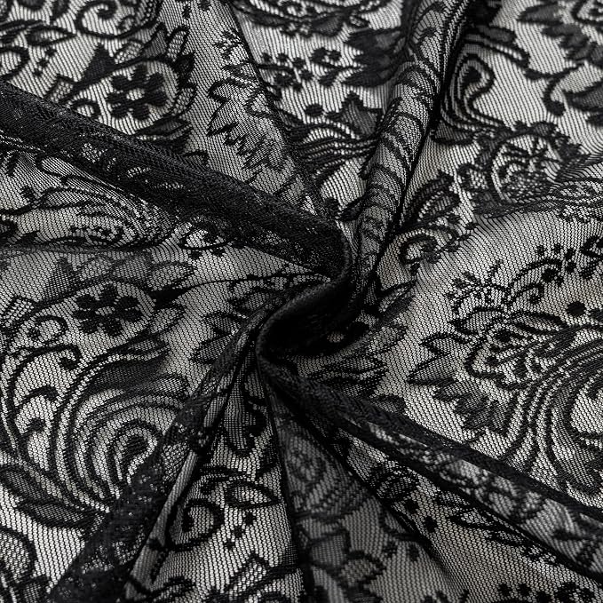 Rinwoc Black Lace Semi-Sheer Kitchen Valance Curtains – Vintage Floral Lace - Image 7