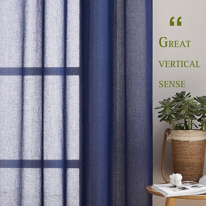 NICETOWN Linen Textured Sheer Curtains 96 inch Long - Image 2