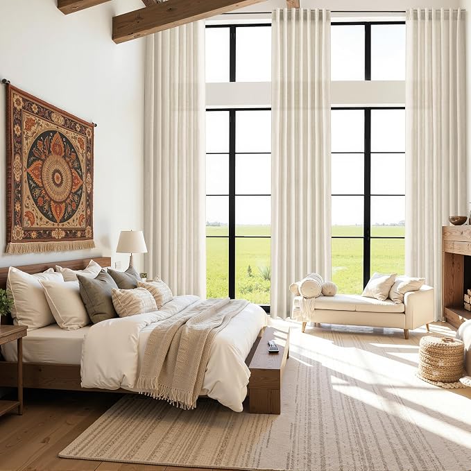 Birch Beige Linen Curtains for Living Room 126 Inches Long Light Filtering Semi - Image 6