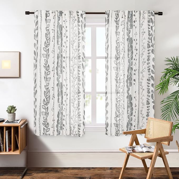 MEETSKY Curtains 63 Inches Long Boho Linen Style Curtains - Image 2