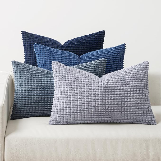 MIULEE Blue Decorative Lumbar Pillow Covers 12x20 Inch Set of 4 Boho Western by MIULEE