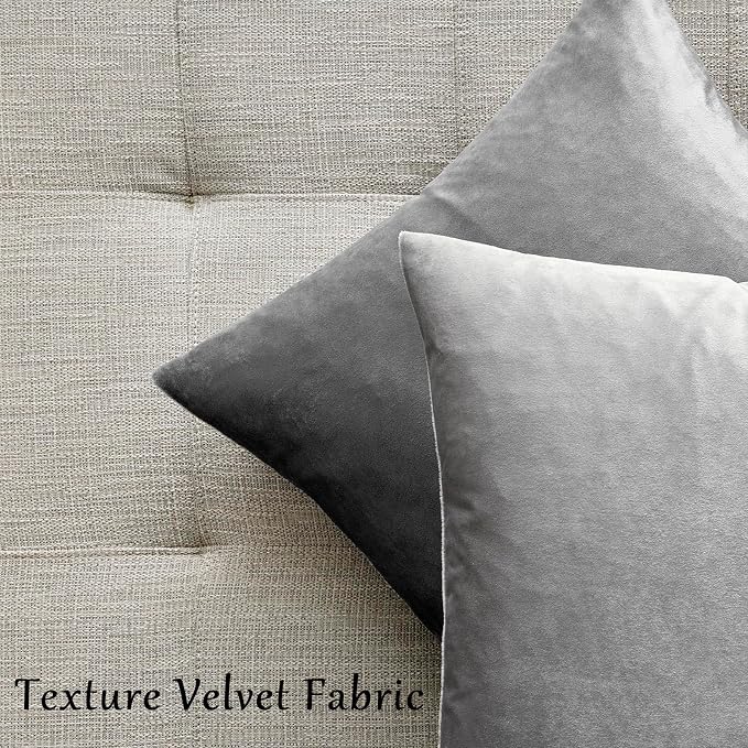 Silver Grey Velvet Decorative Throw Pillow Covers - Image 4
