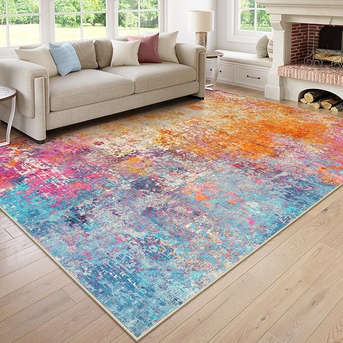Lahome Modern Abstract Area Rugs 9x12 Living Room Rug Non Slip, Washable by Lahome