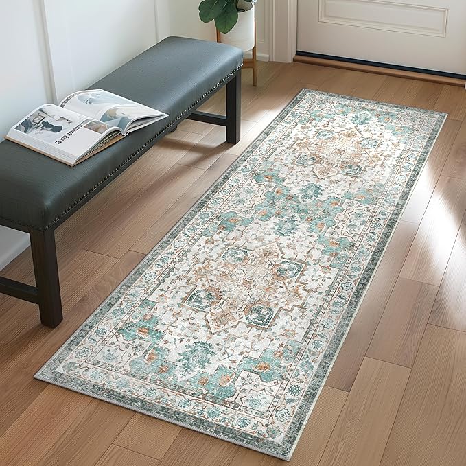 GENIMO 2‘6“x10 Runner Rugs for Hallway, Machine Washable Non Slip Vintage Rugs by GENIMO