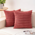 Pack of 2 Corduroy Decorative Throw Pillow Covers 20x20 InchSoft Boho Striped by Unknown
