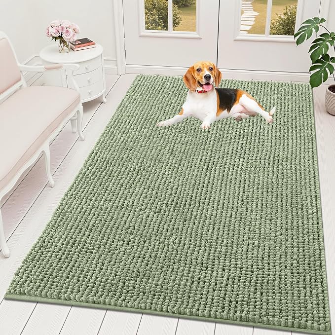 OLANLY Dog Door Mat for Muddy Paws 70x46, Ultra Absorbent Chenille Mud Doormat by OLANLY