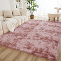 Litanika 8x10 Shag Area Rug for Living Room Bedroom, Tie-Dyed Dusty Pink High by Litanika