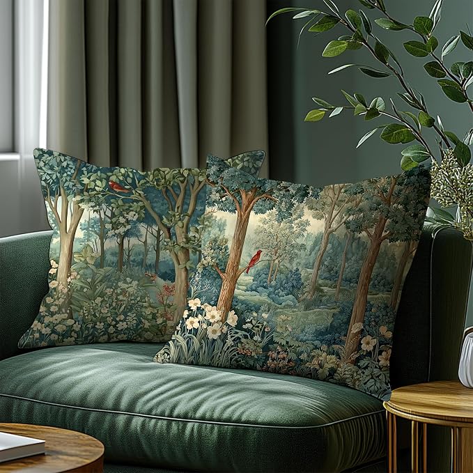 Rustic Spring Forest Pillow Covers 18x18 Double-Sided, Cottagecore Forest - Image 3