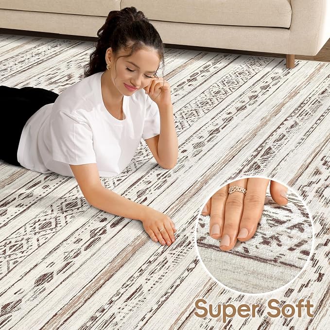 cotiled 9x12 Area Rug Living Room: Washable Boho Rugs - Image 4