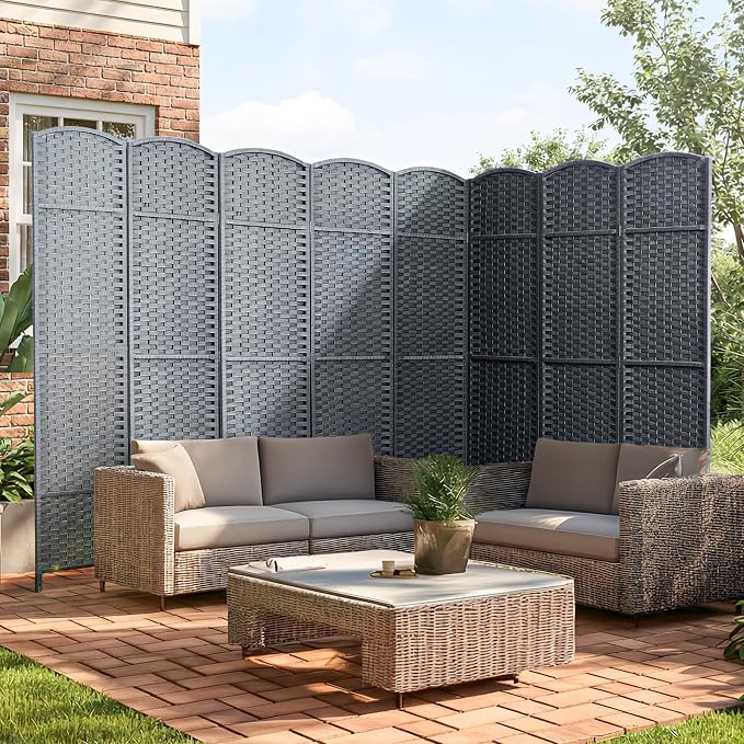 8-Panel Outdoor Privacy Screen, Folding Room Divider Made of Fade Resistant - Image 7