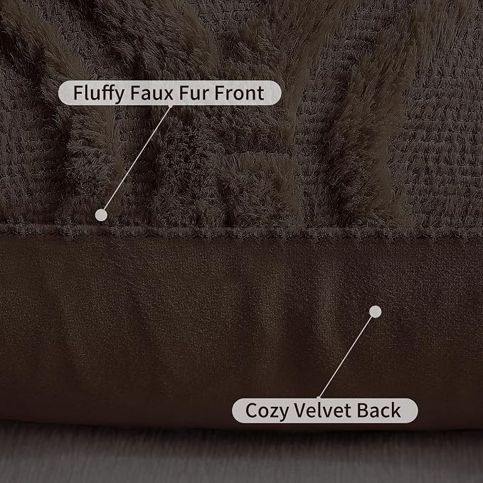 decorUhome Throw Pillow Covers 24x24 Inch Set of 2, Soft Plush Faux Wool Dark - Image 6