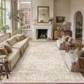 PureCozy 9x12 Washable Area Rug Beige Vintage Distressed Large Rug by PureCozy