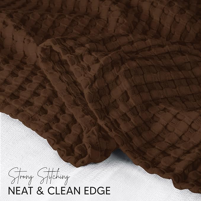 Utopia Bedding Brown 100% Cotton Waffle Blanket 300 GSM Soft Lightweight - Image 4