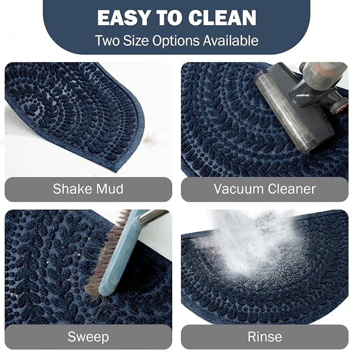 RORA Half Circle Door Mat Front Door Mat Outside Entrance Black Welcome Mats - Image 6