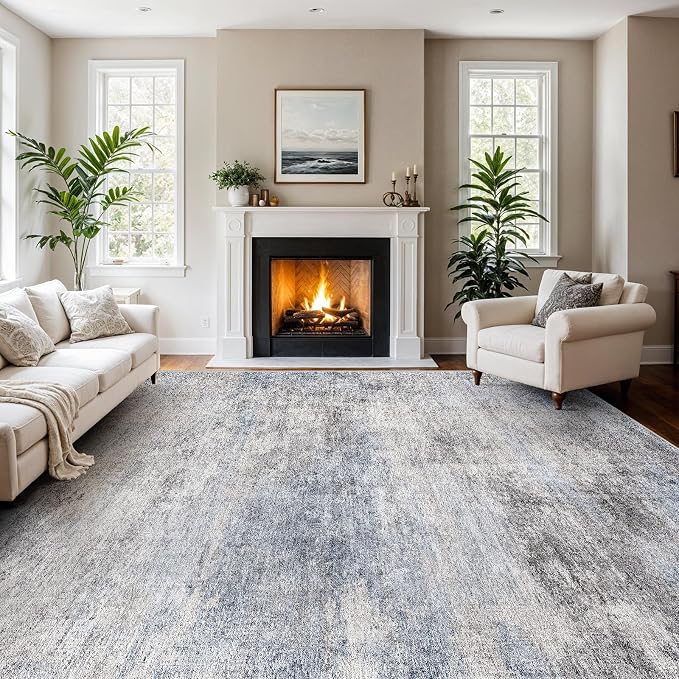 10x12 Washable Area Rug for Bedroom: Modern Low-Pile Texture Carpets - Image 3