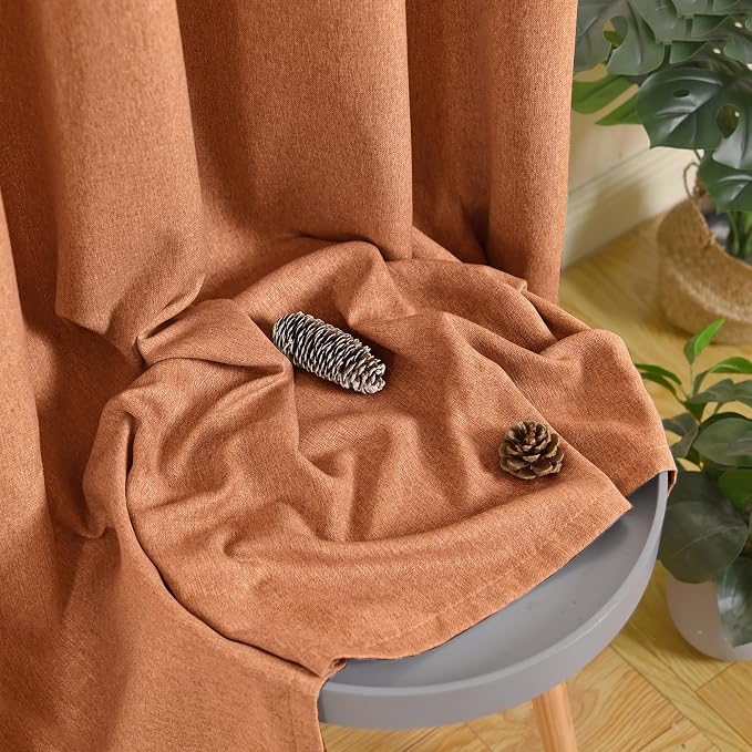 BGment Burnt Orange Linen Curtains - Image 9