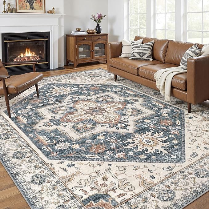 10x12 Area Rug for Living Room- Machine Washable Soft Oriental Vintage Large by homewill