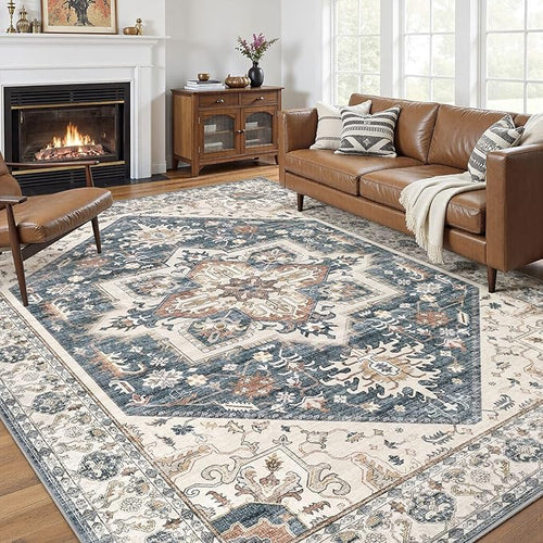 10x12 Area Rug for Living Room- Machine Washable Soft Oriental Vintage Large by homewill