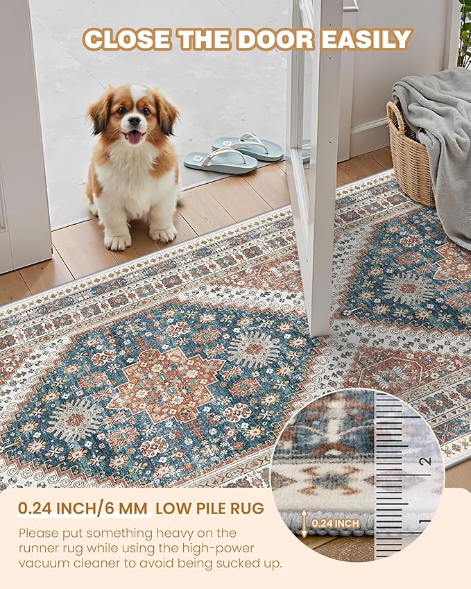 Runner Rug 2x8 Runners for Hallways Non Slip Washable, Vintage Hallway Runner - Image 6