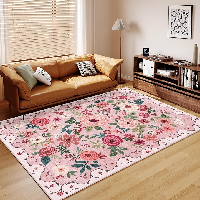 DUKINO 6x9 Area Rug, Floral Rugs - Image 3