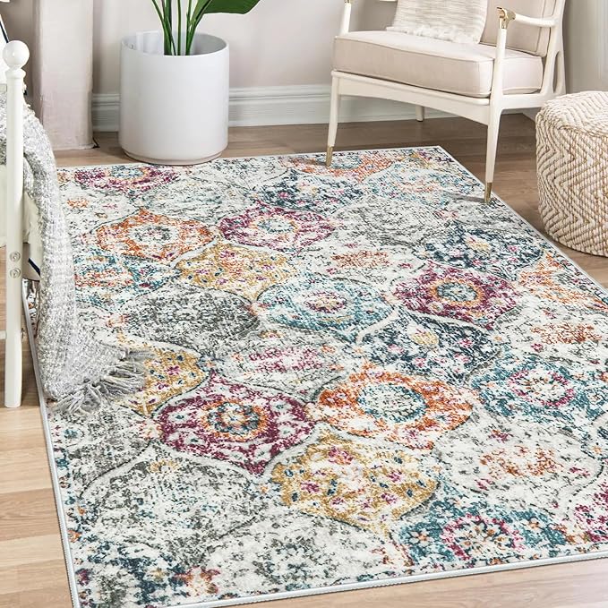 Lahome Moroccan Trellis Washable Small Area Rug, 3x5 Black Rug by Lahome