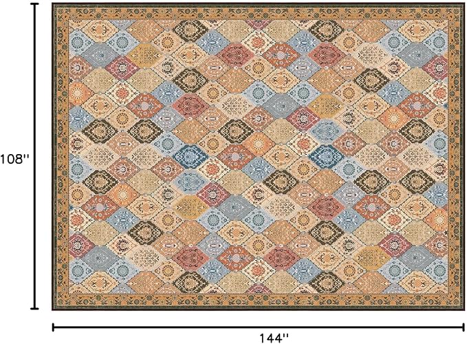 Phantoscope Washable Area Rug 9'x12' Non-Slip, Vintage Boho Rugs - Image 2