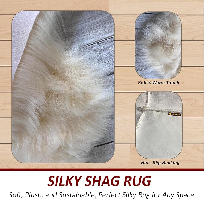 Free Shape Luxury Soft Fluffy Shag Area Rug Sexto 6 Pelts 6'x6', 180x180 cm - Image 4