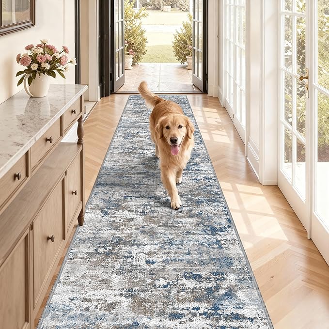 Non Slip Floor Runners for Dogs 2.6x12 Washable Runner Rug Abstract, Joint by TTelephant
