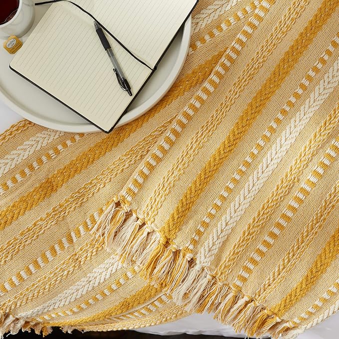 DII Braided Striped Throw, Honey Gold - Image 3