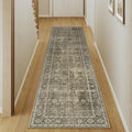 PureCozy Light Brown 3x10 Vintage Area Rug Hallway Indoor Kitchen Washable by PureCozy