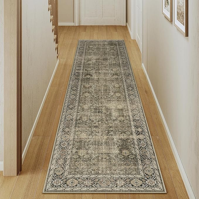 PureCozy Light Brown 2x7 Vintage Area Rug Hallway Indoor Kitchen Washable - Image 5