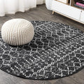 JONATHAN Y Boho Vintage Diamond Black/Ivory Round Area Rug 6 ft, Moroccan Hype by JONATHANY