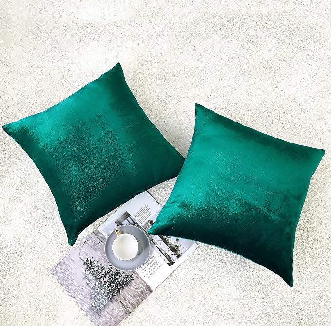 NiNi ALL Decorative Teal Throw Pillow Covers Pack of 2 Velvet 12x12 Inch Throw - Image 2
