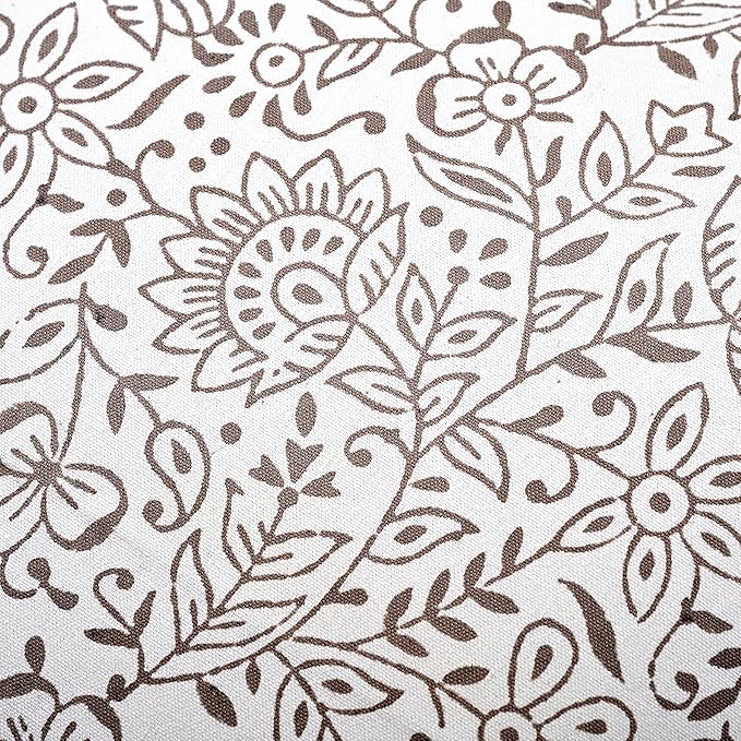 Ridhi Block Print Taupe Pillow Cover 24" x 24" Decorative Couch Pillows - Image 4
