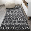 JONATHAN Y Boho Vintage Diamond Black/Ivory Runner Rug 2X20 ft, Moroccan Hype by JONATHANY