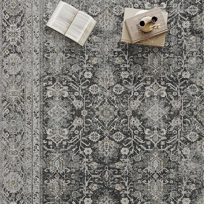 PureCozy Black Runner Rug 2x8 Vintage Area Carpet Hallway Long Indoor Kitchen - Image 8