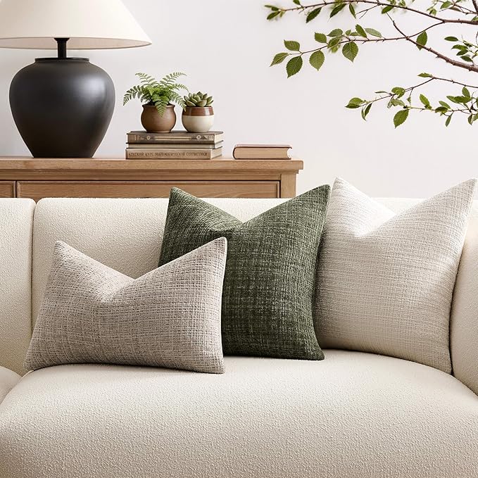 ZeeMart Fine-Textured Throw Pillow Covers Set of 2, 22x22 Inch Latte, Soft - Image 6
