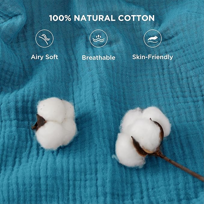 Bedsure 100% Cotton Muslin Blanket King Size - Image 3