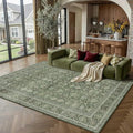 PureCozy Area Rug 5x7 Green Washable Living Room Carpet Soft Non Slip Vintage by PureCozy