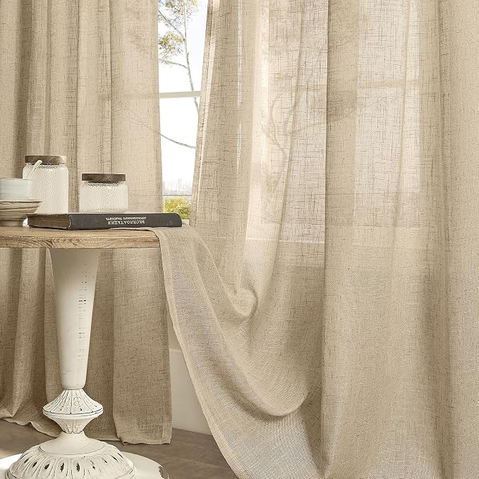 LAMIT 54 Inch Brown Linen Curtains - Image 8