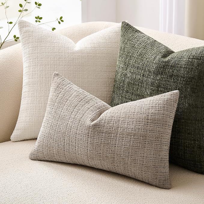 ZeeMart Fine-Textured Lumbar Throw Pillow Covers Set of 2, 12x20 Inch Latte - Image 5