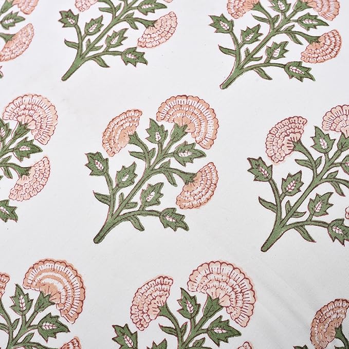 Ridhi Block Print Mughal Buta Peach Pillow Cover 16" x 16" Decorative Couch - Image 4