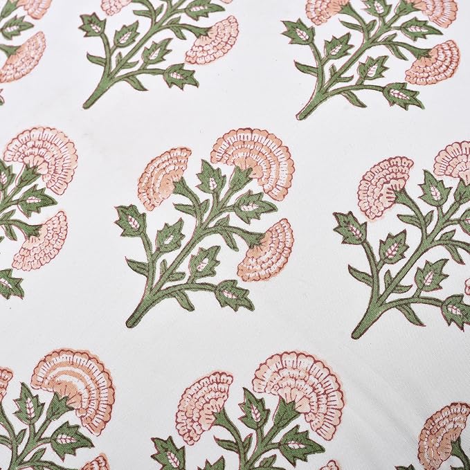 Ridhi Block Print Mughal Buta Peach Pillow Cover 18" x 18" Decorative Couch - Image 4