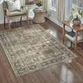 PureCozy Brown Entryway Rug 2x4 Vintage Area Carpet Indoor Kitchen Washable by PureCozy