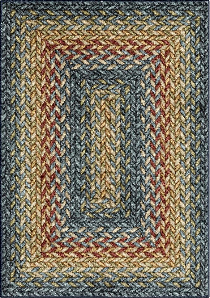 Maples Rugs Marion Bohemian Braided-Style Print Area Rug – Made in USA – by MaplesRugs