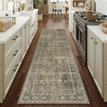 PureCozy Light Brown 3x7 Vintage Area Rug Hallway Indoor Kitchen Washable by PureCozy