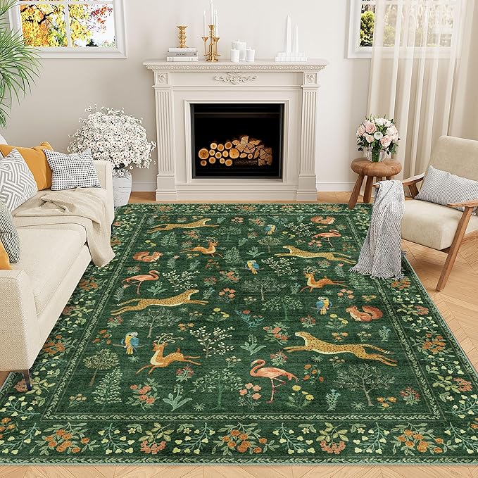 DUKINO 9x12 Rug, Washable Animal Living Room Rug by DUKINO